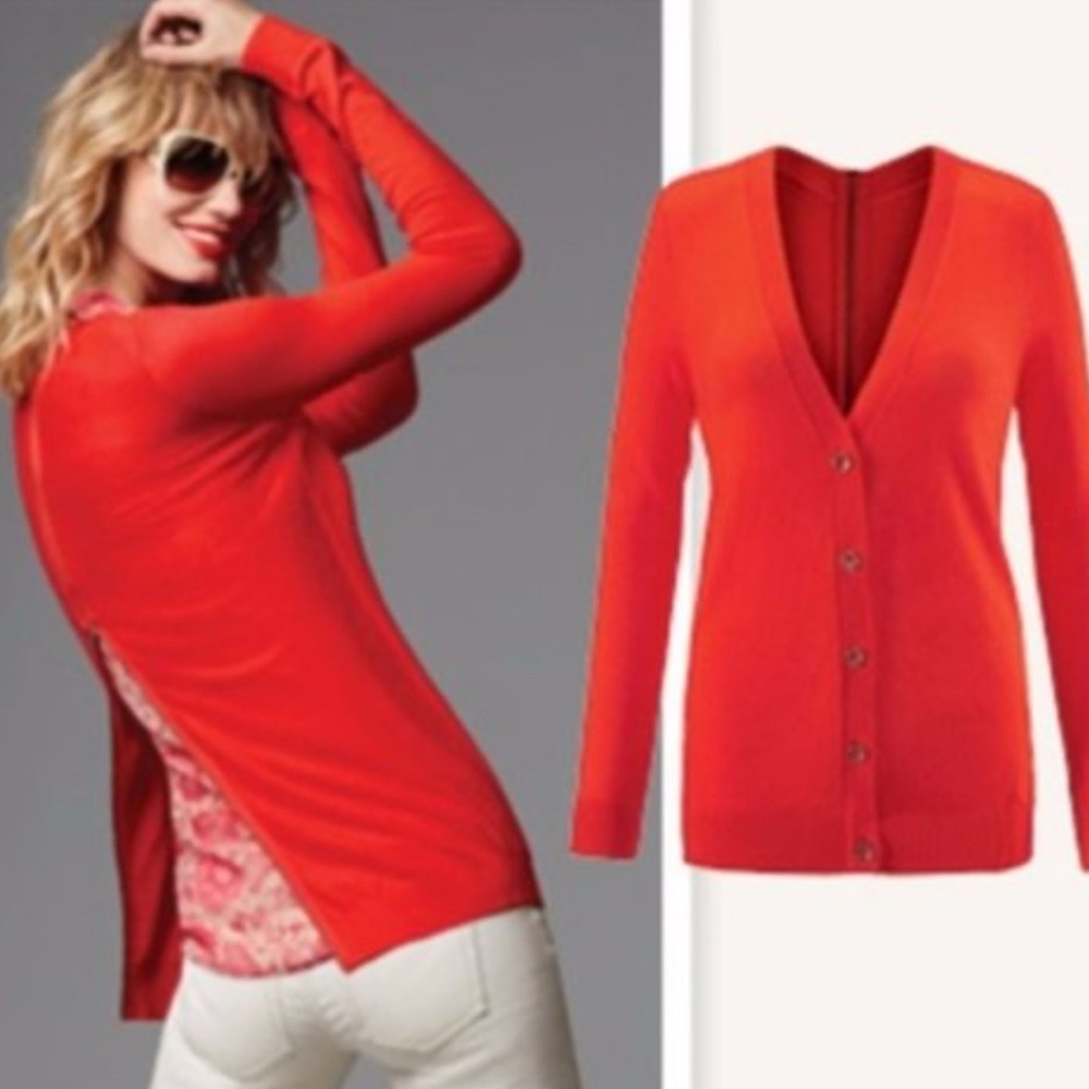 Cabi Cobblestone Fiery Red Button Front Zipper Ba… - image 1